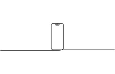 Smartphone symbol in continuous line drawing style. Line art of phone icon, mobile phone concept. One line drawing. Single line art. Vector illustration.