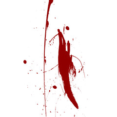 Crimson Splatter on Transparent Backdrop A Dramatic Display of Red Ink Blots and Streaks for Artistic Designs and Graphic Overlays