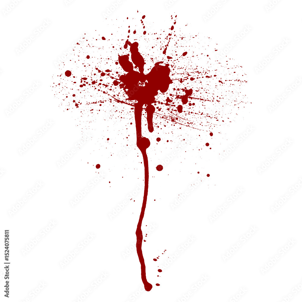Poster scarlet bloom a dramatic blood splatter design on clear backdrop evoking intense emotion and artisti