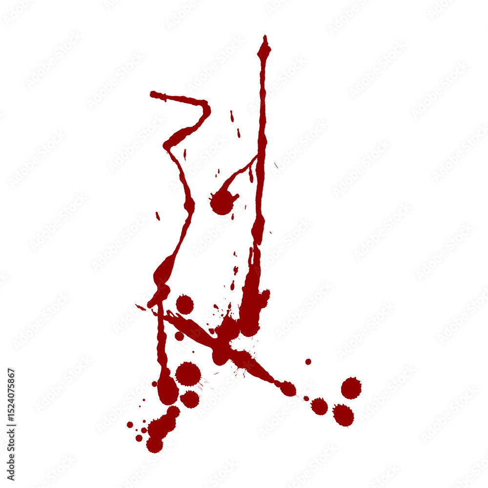 Poster ruby streak a dynamic blood splatter design on transparent backdrop for intense visual impact and dr