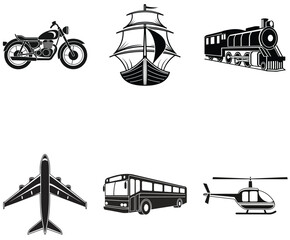 Modern Transport in Minimal Black Silhouettes