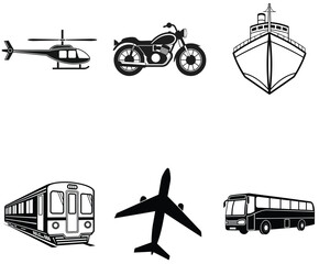 Clean Vector Set of Transportation Silhouettes