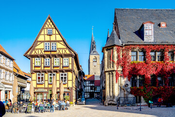 Obraz premium Markt, Quedlinburg, Sachsen Anhalt, Deutschland 