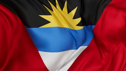 Antigua and Barbuda flag swaying in the wind, endless cycled loop video background