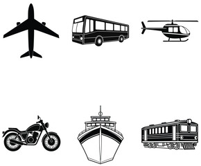 Minimalist Silhouette Icons of Modern Transportation