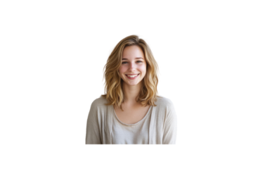 Radiant Smile: A portrait captures the genuine happiness and bright spirit of a young woman as she shares a warm, infectious grin. 