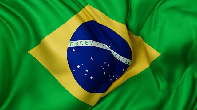Brazil flag swaying in the wind, endless cycled loop video background