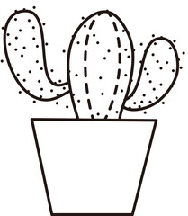Three Cactus Potted Plants Doodle

