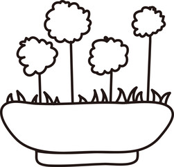 Potted Plant with Small Trees Doodle

