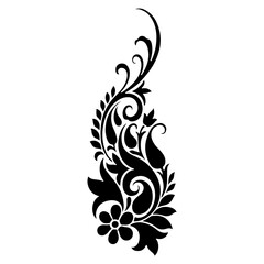 floral design element, Seamless Black and White Floral Pattern – Elegant Vintage Style Botanical Design