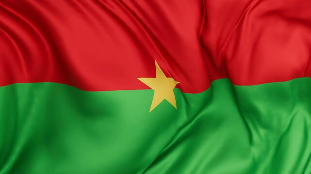Burkina Faso flag swaying in the wind, endless cycled loop video background