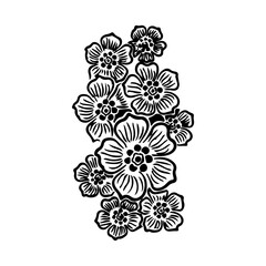 floral design element, Seamless Black and White Floral Pattern – Elegant Vintage Style Botanical Design