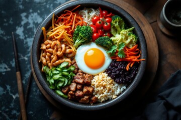Delicious and Colorful Bibimbap Bowl