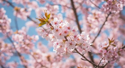 Fototapeta premium Delicate Pink Cherry Blossoms: A Serene Springtime Scene