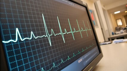 ECG Monitor Showing Heartbeat Rhythm