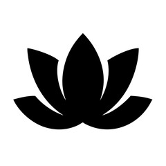 Black lotus flower vector icon minimal spiritual and yoga symbol