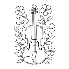 violin and flowers