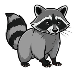 Friendly Forest Animal Raccoon Clipart Isolated on White Background