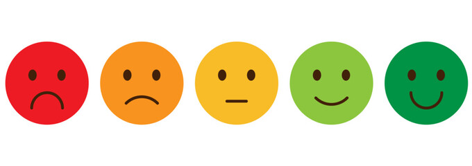 feedback emoji icon in different colour with progress bar, happy to sad emotions icons, customer feedback icon. review with star bar and dot bar., vector, icon