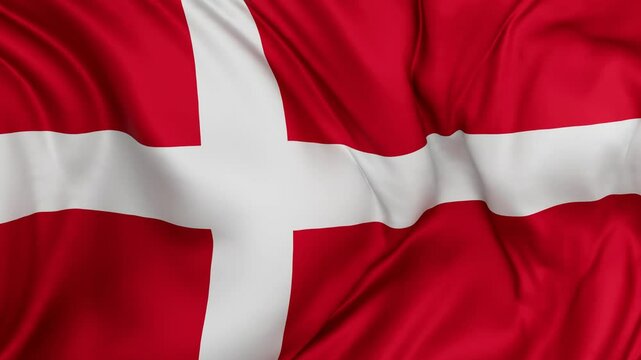 Denmark flag swaying in the wind, endless cycled loop video background