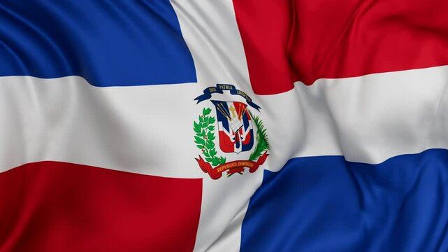 Dominican Republic flag swaying in the wind, endless cycled loop video background