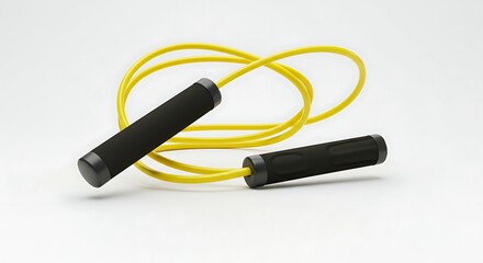 Fototapeta premium Yellow Jump Rope with Black Handles: A Minimalist Fitness Image