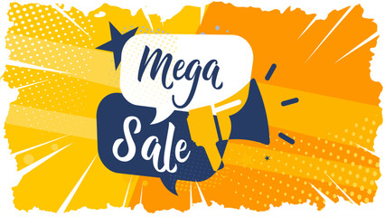 Mega sale — colorful banner, poster — vector illustration
