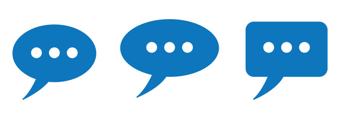 Set of speech bubble icons. Dialogue symbol, chat message bubbles. Talk bubble, communication, message. Comment, social media message. Vector.