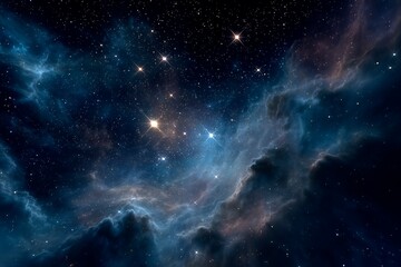 Fototapeta premium 銀河の彼方に広がる美しい宇宙空間。神秘の星と幻想的な星雲。輝く星空、夏の天の川の風景