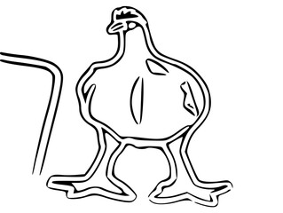 Cartoon Chicken Metal Outline on Black Background