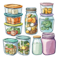 Colorful and Organized Containers Filled with Fresh Vegetables, Fruits, and Healthy Meals for Meal Prep and Storage in a Modern Kitchen Setting