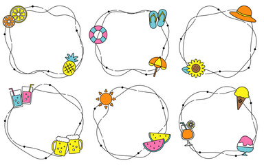 Summer Frame Icons – Hand-drawn Outline Version