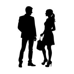 Silhouette of Couple Holding Hands Walking &ndash; Romantic Man and Woman Shadow Art, Relationship Love Pose, Black Silhouettes PNG, Couple Vector Illustration for Design and Print