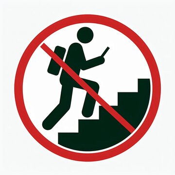 ピクトグラムイラスト・歩きスマホ禁止・スマホしながら階段昇降禁止マーク・Smombie