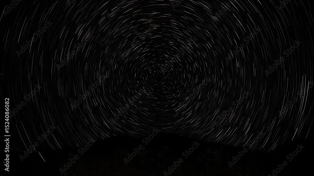 Canvas Prints rotating star trails over dark trees