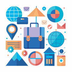 Travel infographic elements and journey essentials pack