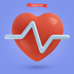 Heart rhythm 3d render vector icon