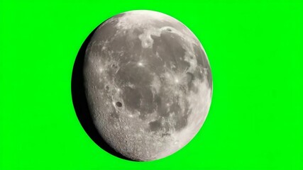 Realistic isolated full moon on green screen background for astronomy, space, or sci-fi themes - Powered by Adobe