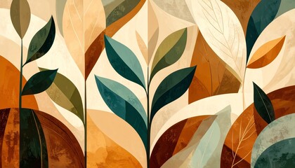 environmental protection with organic shapes in earthy color tones, abstract painting