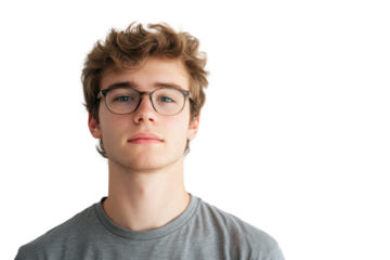 Introspective Gaze: A close-up portrait of a young person, they gaze directly at the viewer with a thoughtful, contemplative expression, evoking a sense of introspection and connection.