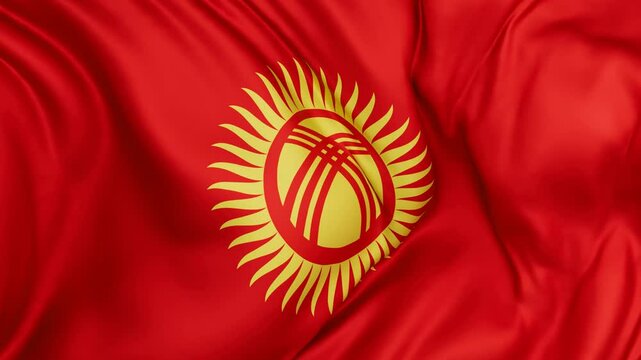 Kyrgyzstan flag swaying in the wind, endless cycled loop video background