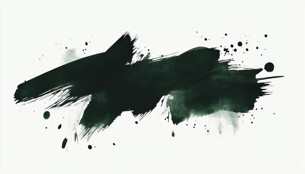 pincelada de tinta verde escura e respingos de pincel verde escuro.