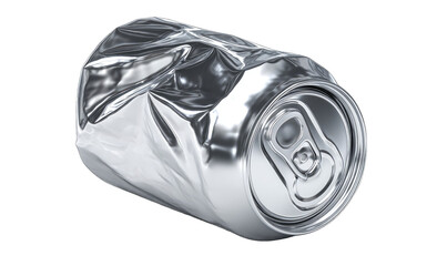 Crinkled, metallic beverage can, isolated on black