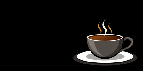 Illustration of a red or reddish orange coffee cup with a cartoon character. This image is very cheerful and inviting, depicting a lively and happy cup of coffee, as if ready to brighten up the day.