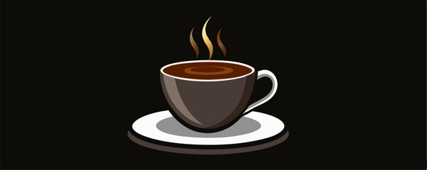 Illustration of a red or reddish orange coffee cup with a cartoon character. This image is very cheerful and inviting, depicting a cheerful and happy cup of coffee, as if ready to brighten up the day.