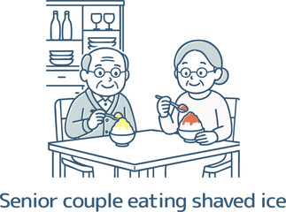 かき氷を食べるシニアの夫婦
Senior couple eating shaved ice