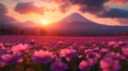cosmos with mt.fuji