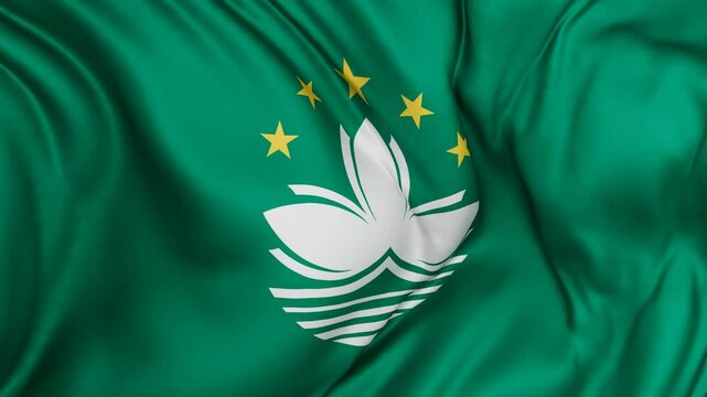 Macau flag swaying in the wind, endless cycled loop video background