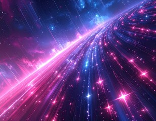 Fototapeta premium Abstract cosmic highway with vibrant streaks and sparkling lights