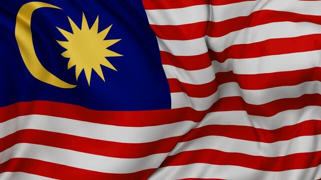 Malaysia flag swaying in the wind, endless cycled loop video background